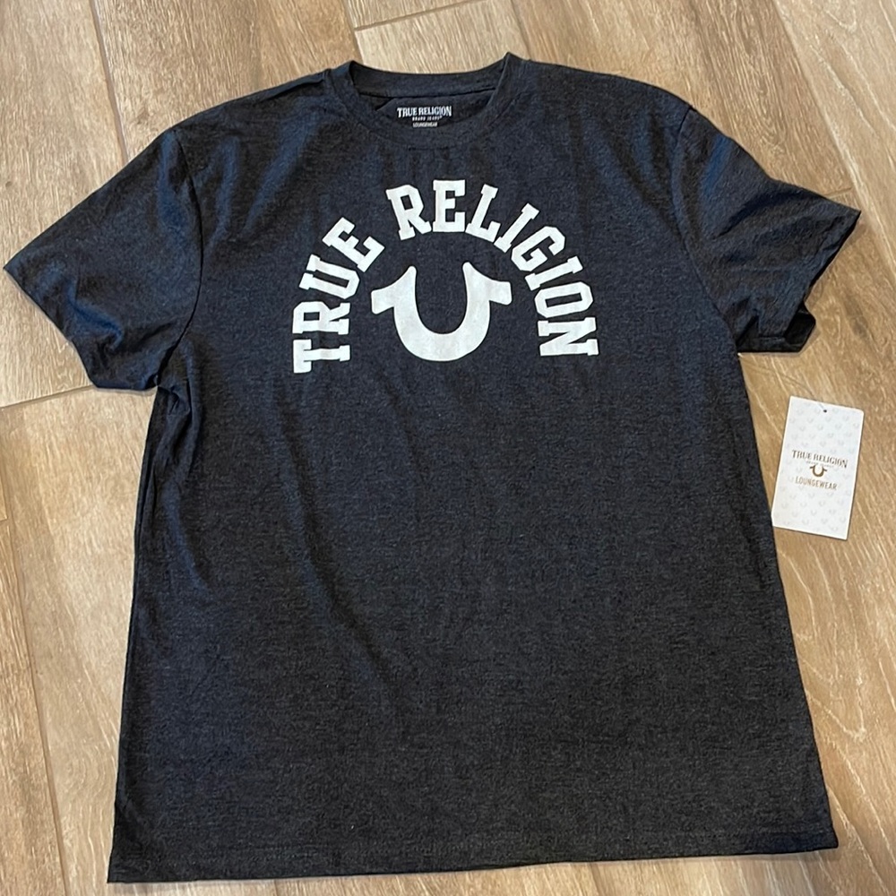 True Religion Charcoal/White Loungewear Tee Tee LARGE